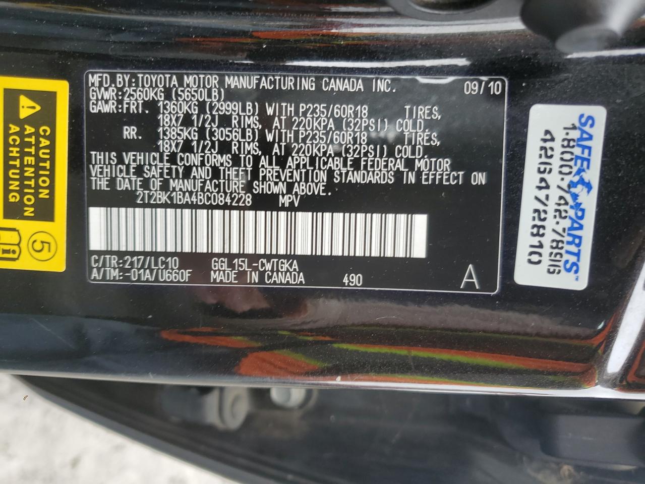 2011 Lexus Rx 350 VIN: 2T2BK1BA4BC084228 Lot: 92318215