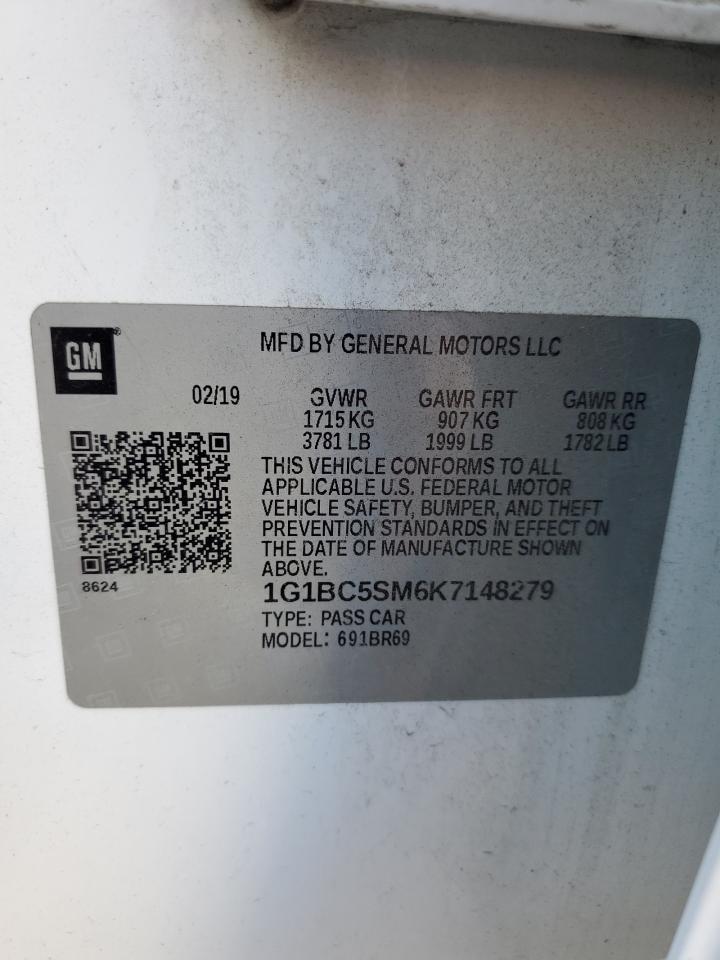 2019 Chevrolet Cruze Ls VIN: 1G1BC5SM6K7148279 Lot: 91981355