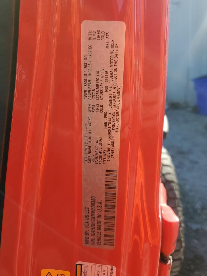 2021 Jeep Wrangler Unlimited Rubicon VIN: 1C4HJXFGXMW530380 Lot: 90639835