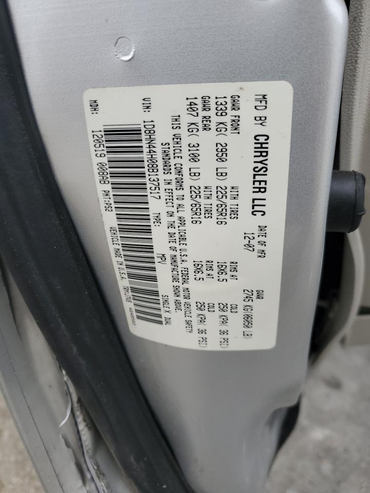 2008 Dodge Grand Caravan Se VIN: 1D8HN44H08B137517 Lot: 92164675