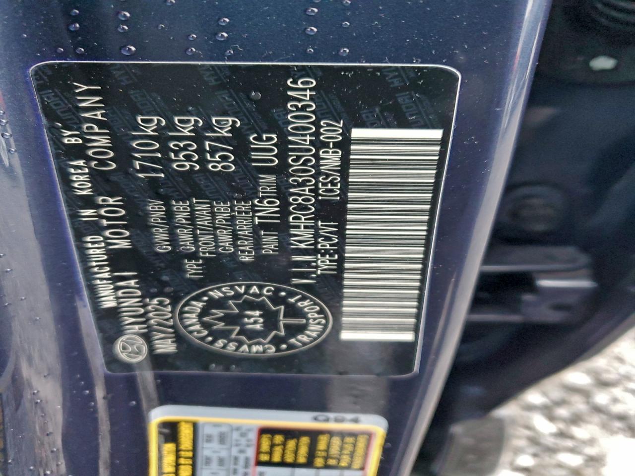 2025 Hyundai Venue Sel VIN: KMHRC8A30SU400346 Lot: 94671405