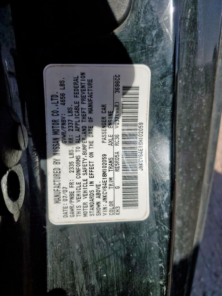 2008 Infiniti G37 Base VIN: JNKCV64E18M102059 Lot: 91437835