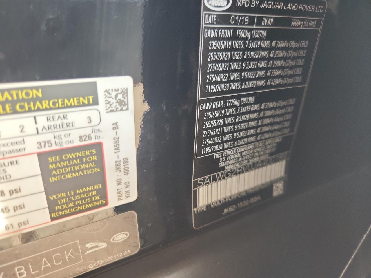 2018 Land Rover Range Rover Sport Se VIN: SALWG2RV0JA400189 Lot: 91864575