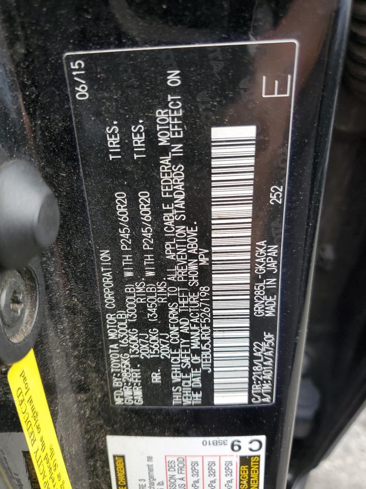 2015 Toyota 4Runner Sr5/Sr5 Premium VIN: JTEBU5JR0F5267198 Lot: 91794605