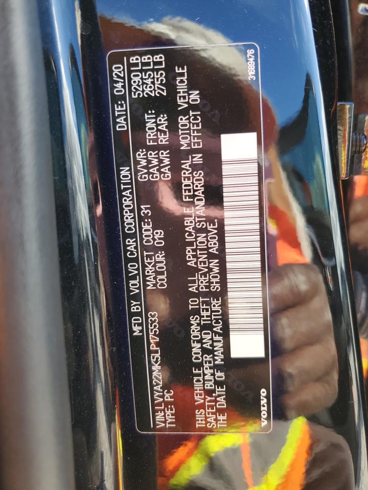 2020 Volvo S90 T6 Momentum VIN: LVYA22MK5LP175533 Lot: 92989635