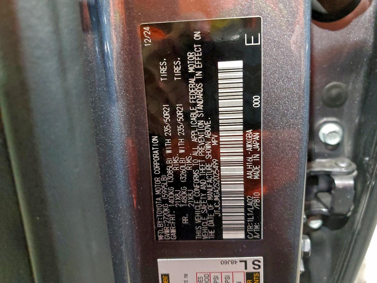 2025 Lexus Rx 450H+ Luxury VIN: JTJCJMGA2S2025499 Lot: 91689785