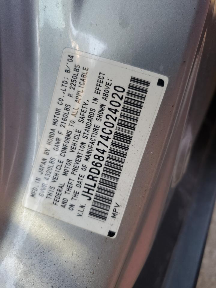 2004 Honda Cr-V Lx VIN: JHLRD68474C024020 Lot: 93023155