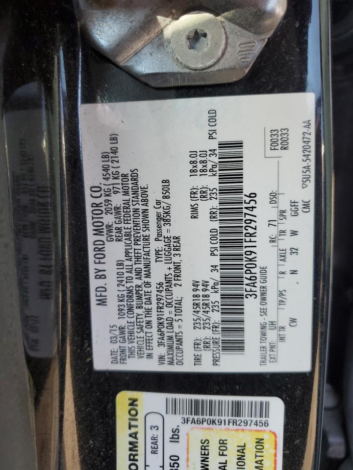 2015 Ford Fusion Titanium VIN: 3FA6P0K91FR297456 Lot: 93622755