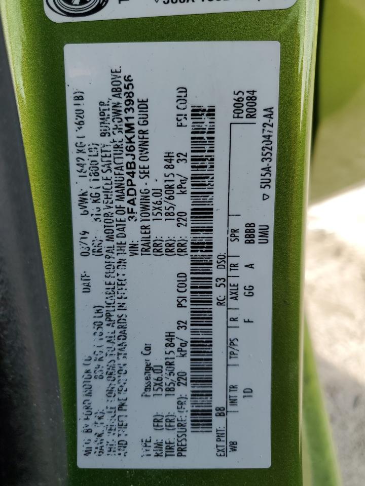 2019 Ford Fiesta Se VIN: 3FADP4BJ6KM139856 Lot: 90999385