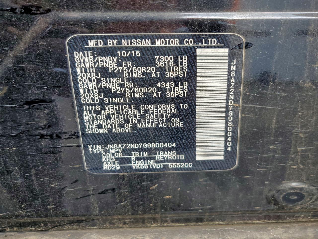 2016 Infiniti Qx80 VIN: JN8AZ2ND7G9800404 Lot: 94075395