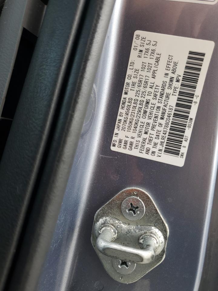 2008 Honda Cr-V Exl VIN: JHLRE48788C046187 Lot: 92029875