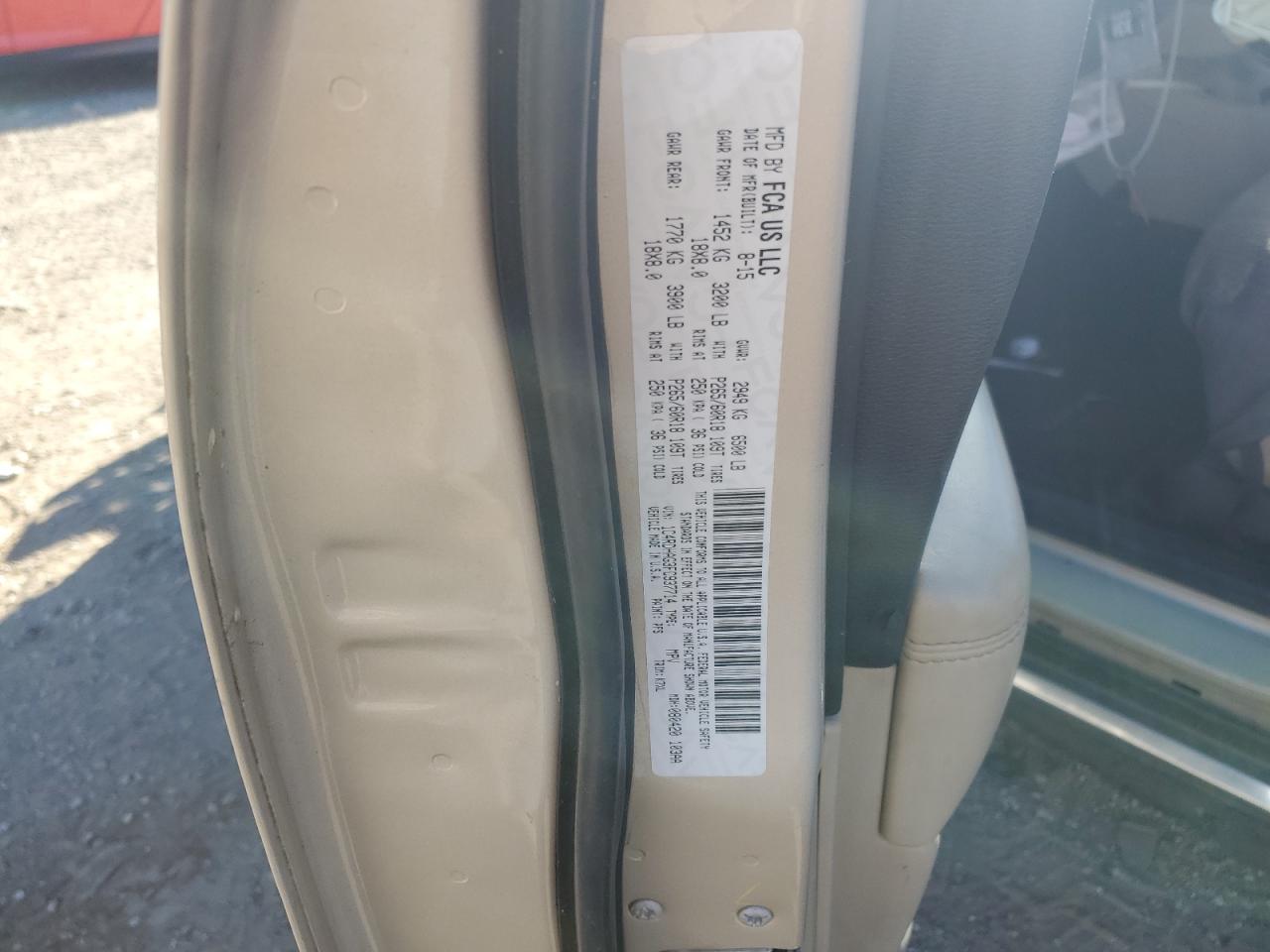 2015 Dodge Durango Sxt VIN: 1C4RDHAG3FC937714 Lot: 90706855