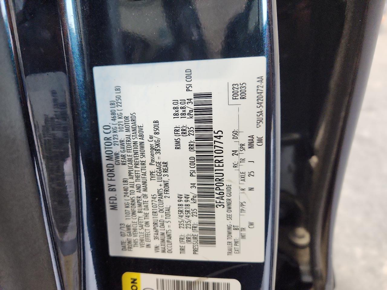 2014 Ford Fusion Titanium Hev VIN: 3FA6P0RU1ER107745 Lot: 93293265