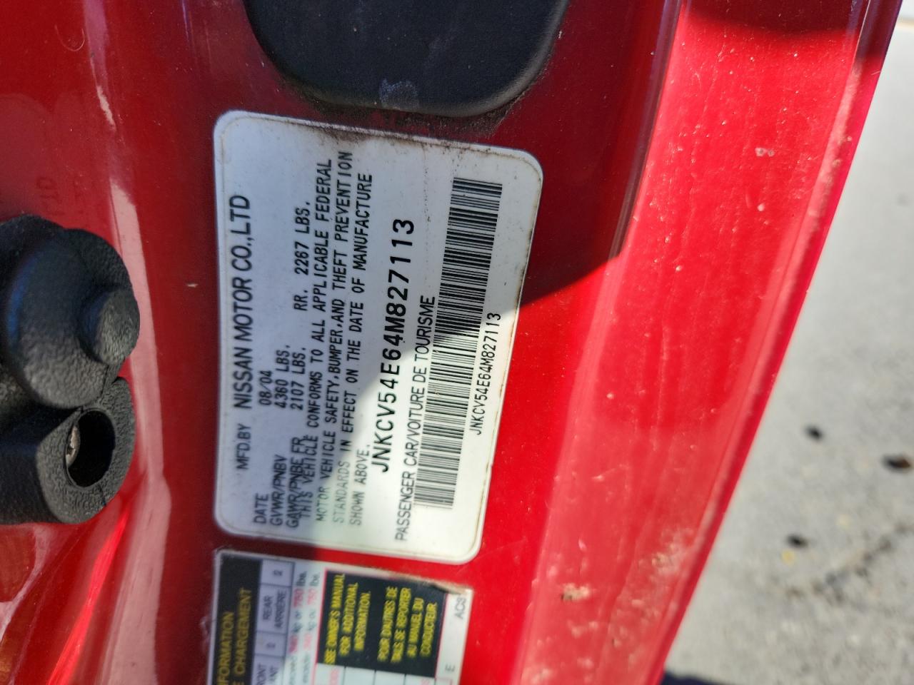 2004 Infiniti G35 VIN: JNKCV54E64M827113 Lot: 90243105