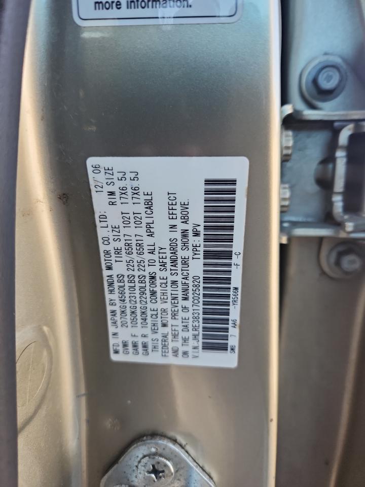 2007 Honda Cr-V Lx VIN: JHLRE38317C025820 Lot: 92376155