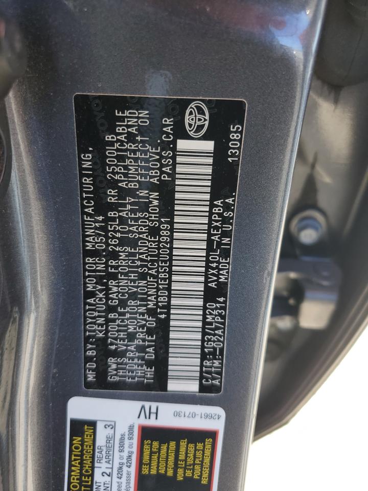 2014 Toyota Avalon Hybrid VIN: 4T1BD1EB5EU029891 Lot: 91813265