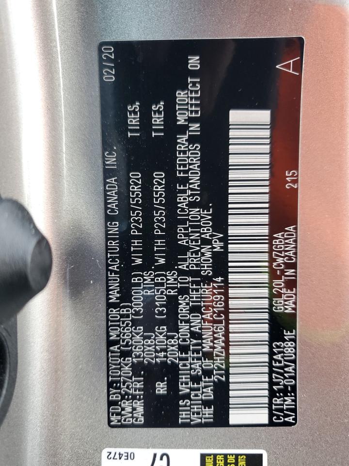 2020 Lexus Rx 350 VIN: 2T2HZMAA6LC169114 Lot: 92954585