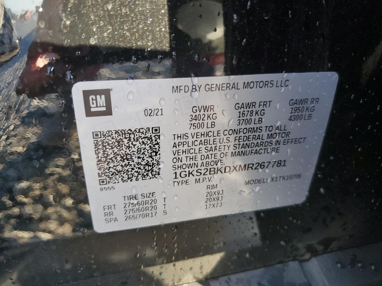 2021 GMC Yukon Slt VIN: 1GKS2BKDXMR267781 Lot: 93880025