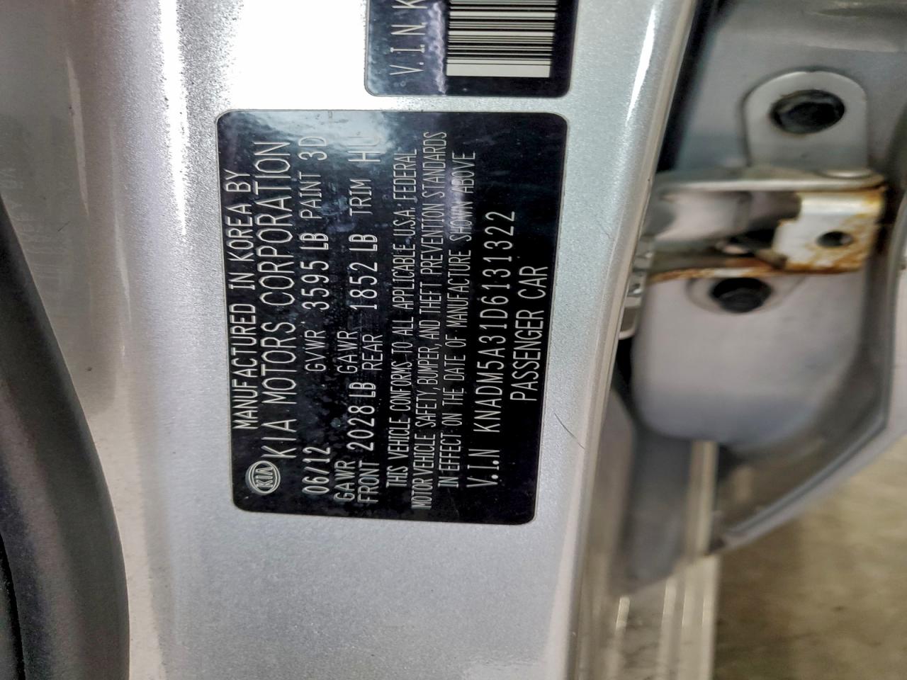 2013 Kia Rio Lx VIN: KNADM5A31D6131322 Lot: 94468395