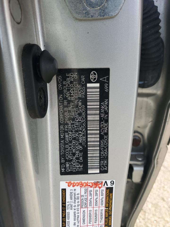 2006 Toyota Camry Le VIN: JTDBE32K563048059 Lot: 93357465