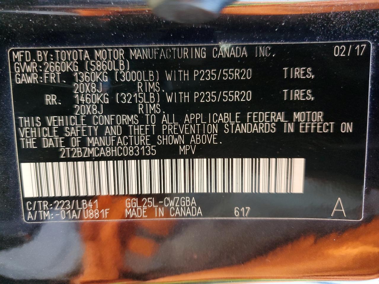 2017 Lexus Rx 350 Base VIN: 2T2BZMCA8HC083135 Lot: 92257425