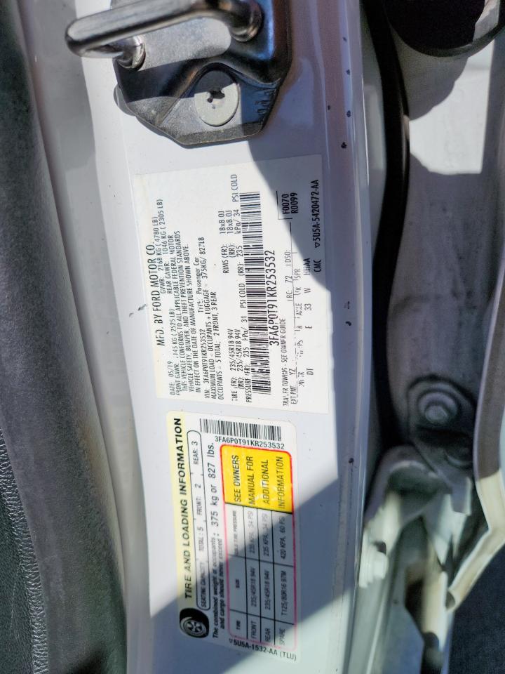 2019 Ford Fusion Se VIN: 3FA6P0T91KR253532 Lot: 91470515