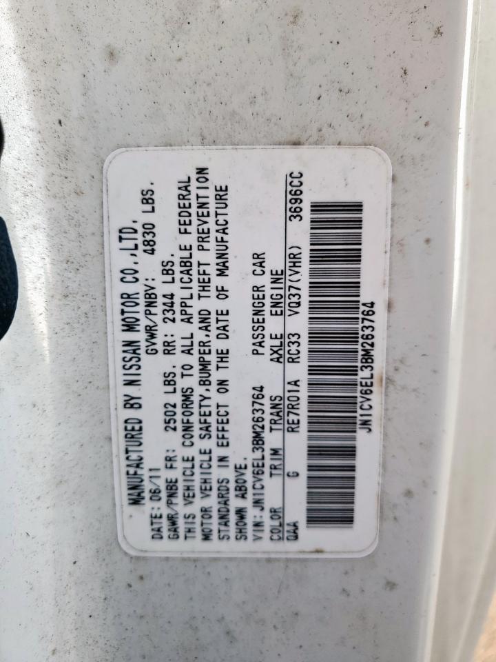 2011 Infiniti G37 VIN: JN1CV6EL3BM263764 Lot: 93299535