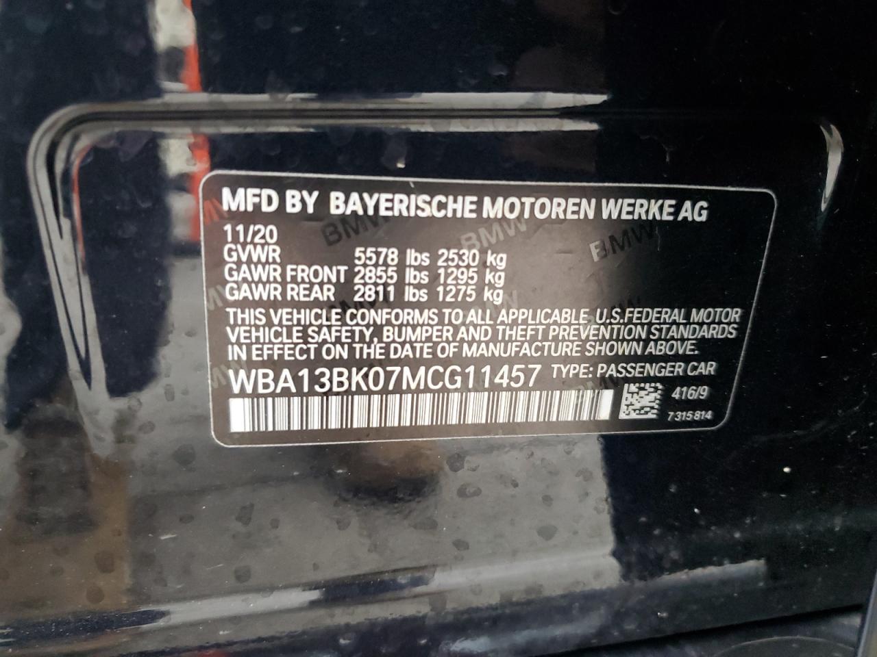 2021 BMW M550Xi VIN: WBA13BK07MCG11457 Lot: 93698175