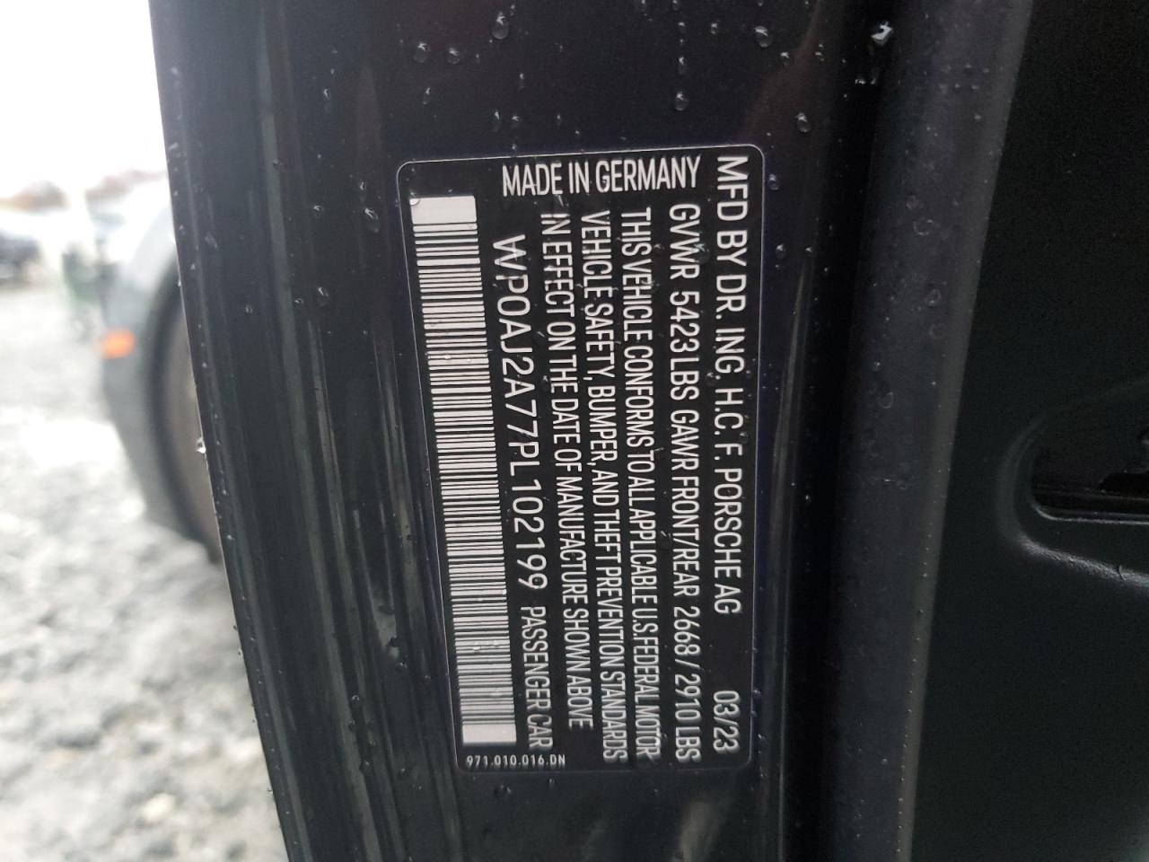 2023 Porsche Panamera Base VIN: WP0AJ2A77PL102199 Lot: 90787505