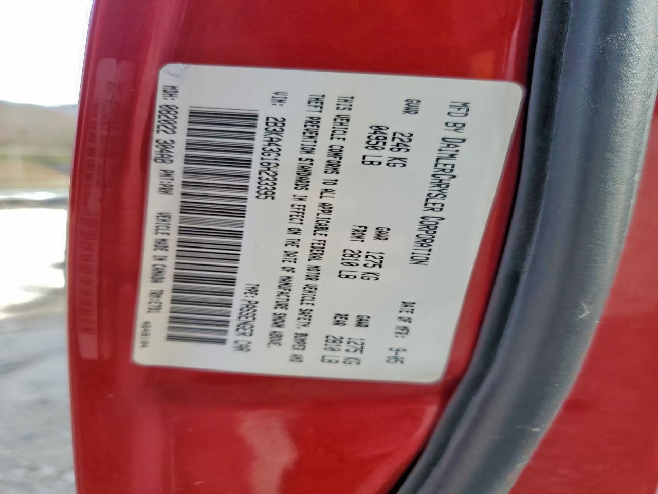 2006 Dodge Charger Se VIN: 2B3KA43G16H233395 Lot: 93275645