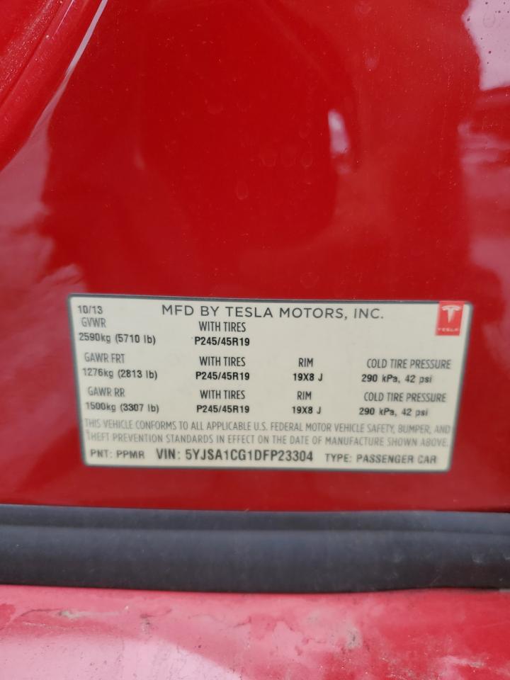 2013 Tesla Model S VIN: 5YJSA1CG1DFP23304 Lot: 68688435