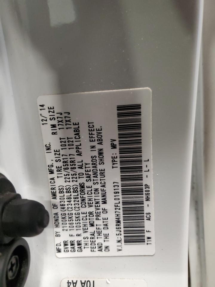 2015 Honda Cr-V Exl VIN: 5J6RM4H72FL019137 Lot: 91070515