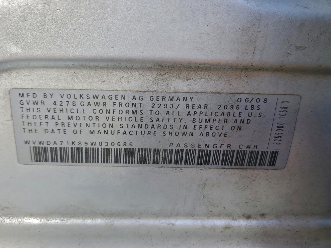 2009 Volkswagen Rabbit VIN: WVWDA71K89W030686 Lot: 94055365