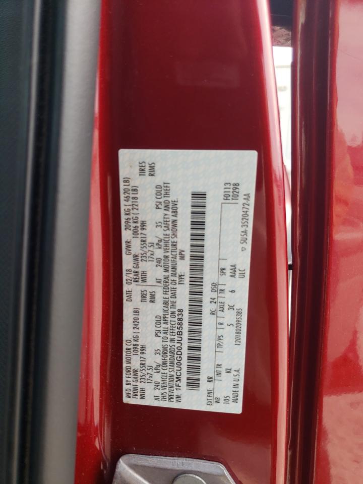 2018 Ford Escape Se VIN: 1FMCU0GD0JUB58838 Lot: 91686215