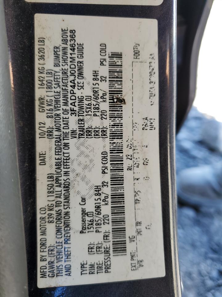 2013 Ford Fiesta S VIN: 3FADP4AJ0DM146368 Lot: 90998925