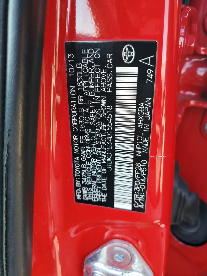 2013 Toyota Prius C VIN: JTDKDTB34D1554518 Lot: 92643505