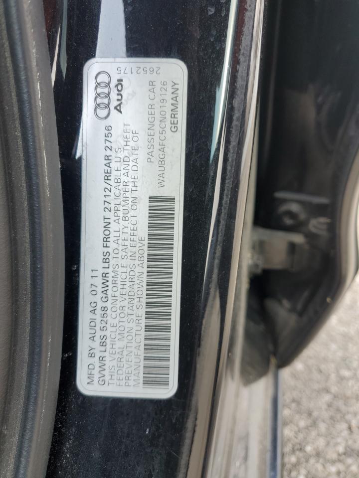 2012 Audi A6 VIN: WAUBGAFC5CN019126 Lot: 93094205