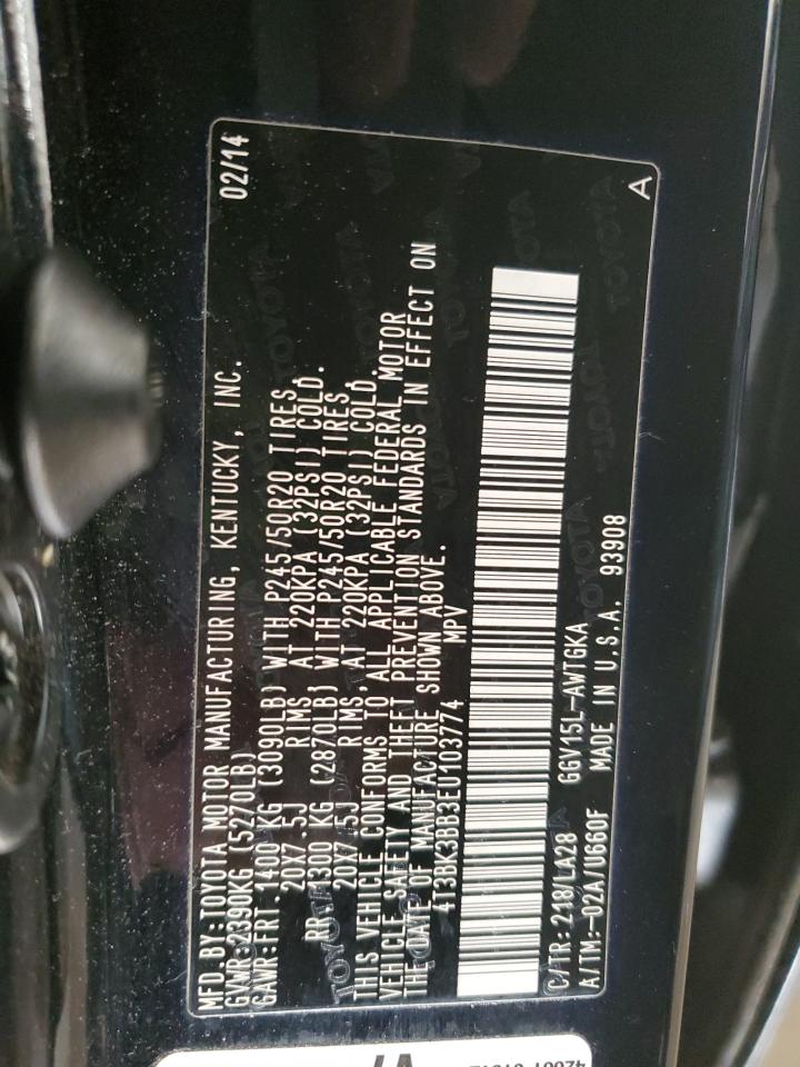 2014 Toyota Venza Le VIN: 4T3BK3BB3EU103774 Lot: 93244465