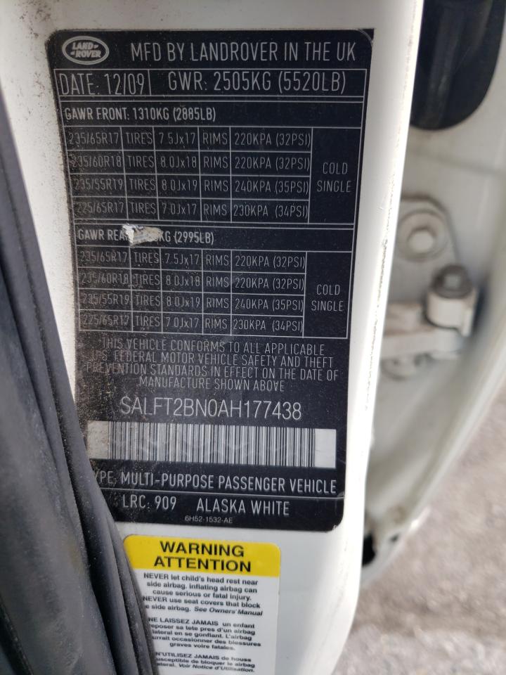 2010 Land Rover Lr2 Hse Technology VIN: SALFT2BN0AH177438 Lot: 91481505