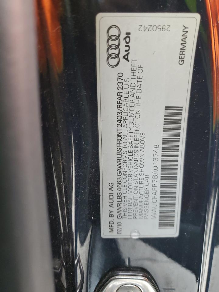 2011 Audi A5 Premium VIN: WAUCFAFR7BA013748 Lot: 91895995