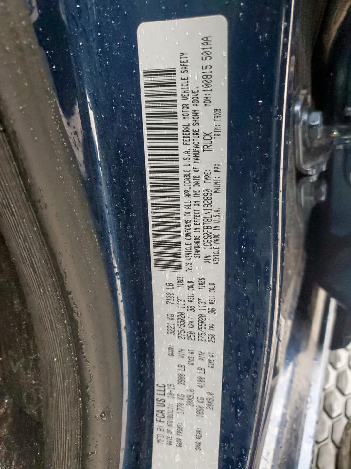 2020 Ram 1500 Big Horn/Lone Star VIN: 1C6SRFBT8LN192890 Lot: 93532115