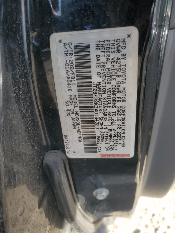 1999 Toyota Camry Le VIN: JT2BF22K3X0194320 Lot: 91865155