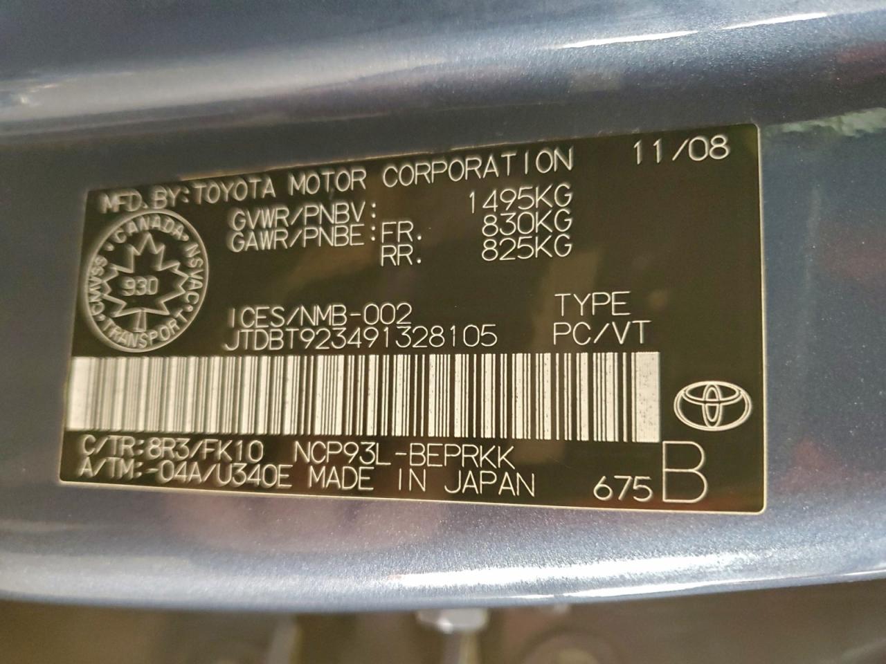 2009 Toyota Yaris VIN: JTDBT923491328105 Lot: 94113805