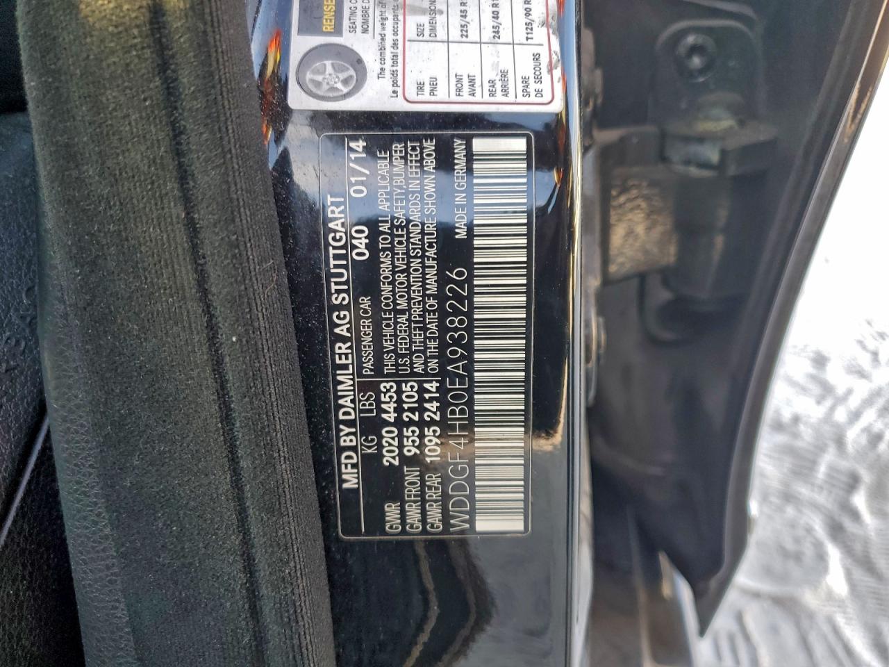 2014 Mercedes-Benz C 250 VIN: WDDGF4HB0EA938226 Lot: 94472715