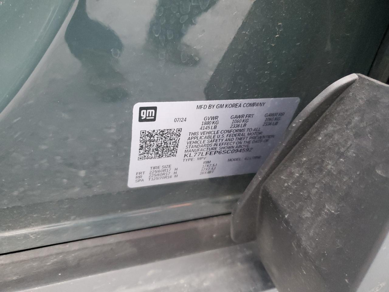 2025 Chevrolet Trax Ls VIN: KL77LFEP6SC094592 Lot: 92048905