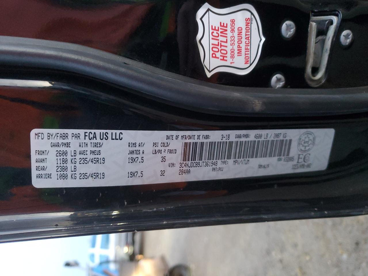 2018 Jeep Compass Limited VIN: 3C4NJDCB9JT361948 Lot: 91919825