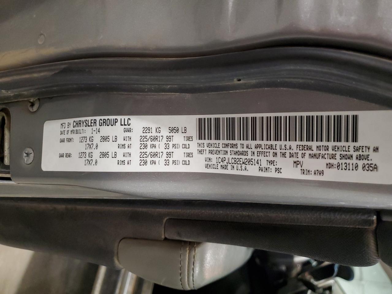 2014 Jeep Cherokee Latitude VIN: 1C4PJLCB2EW205141 Lot: 93309085