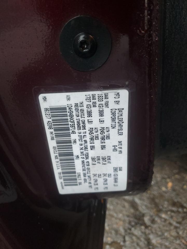 2003 Dodge Durango Slt VIN: 1D4HS48NX3F597148 Lot: 91374015