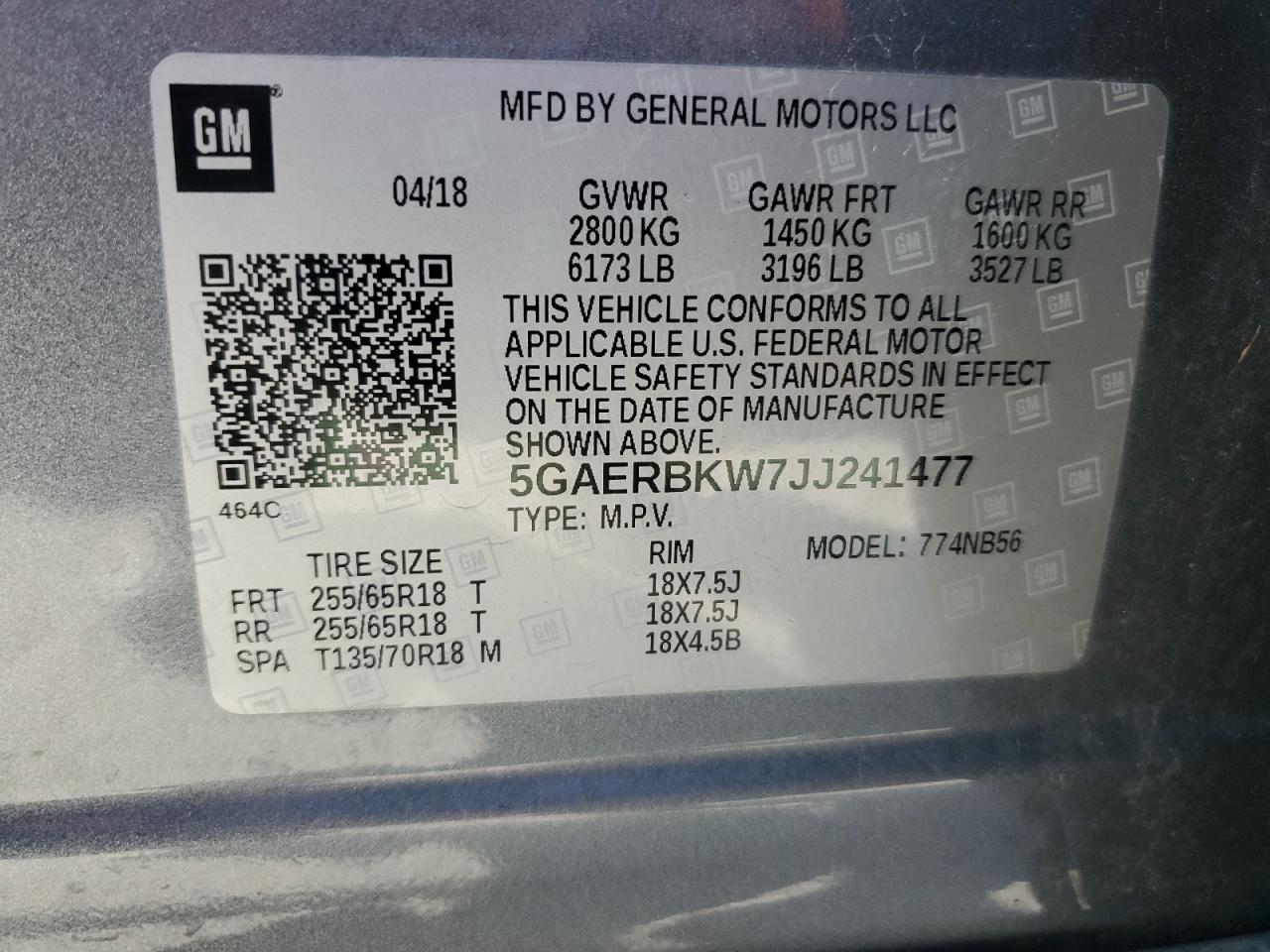 2018 Buick Enclave Essence VIN: 5GAERBKW7JJ241477 Lot: 91190665