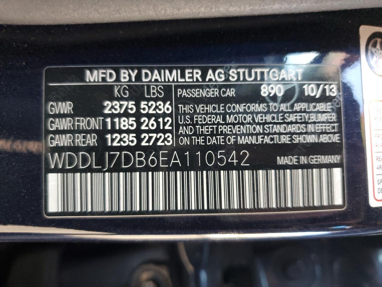 2014 Mercedes-Benz Cls 550 VIN: WDDLJ7DB6EA110542 Lot: 91412645